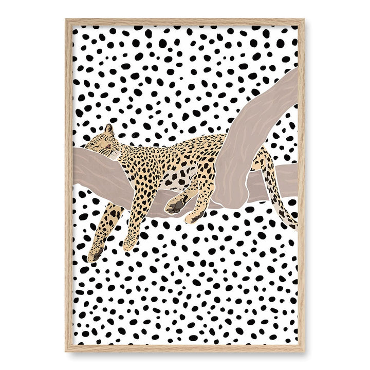Sleeping Leopard Nursery Wall Art Print A1 (59.4 x 84.1cm) / Natural Oak Frame / No Border from our Australian Made Framed Wall Art, Prints & Posters collection by Profile Products (Australia) Pty Ltd