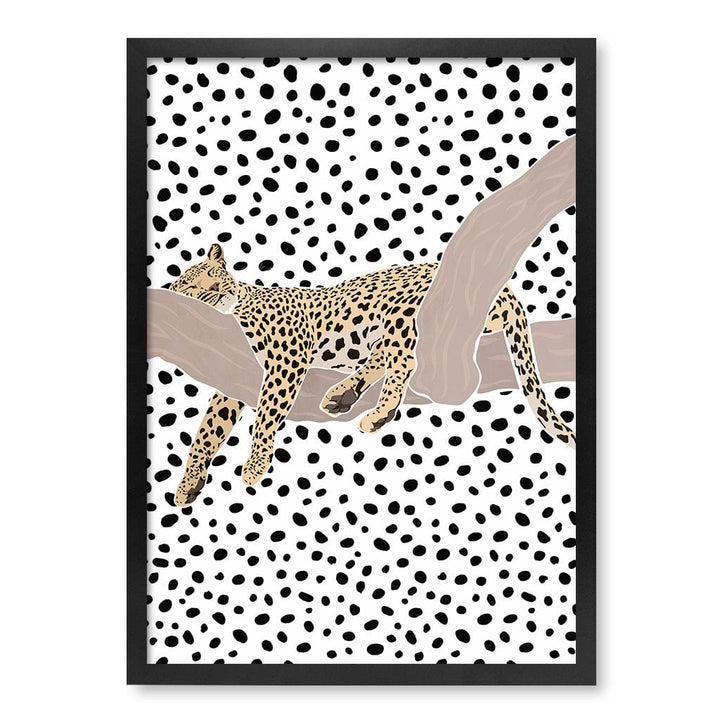 Sleeping Leopard Nursery Wall Art Print A2 (42 x 59.4cm) / Matte Black Frame / No Border from our Australian Made Framed Wall Art, Prints & Posters collection by Profile Products (Australia) Pty Ltd