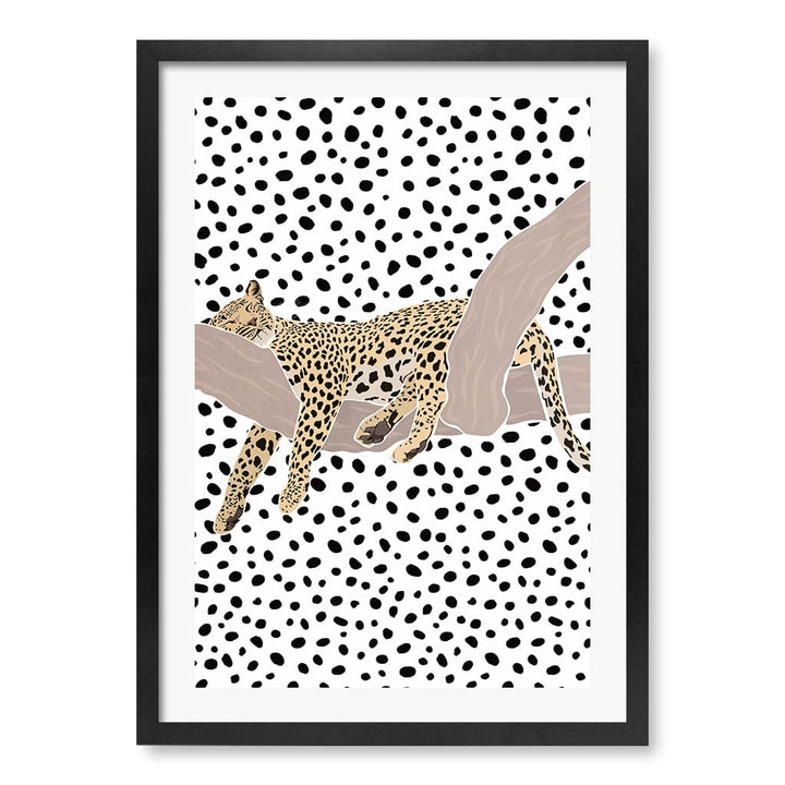 Sleeping Leopard Nursery Wall Art Print A2 (42 x 59.4cm) / Matte Black Frame / White Border from our Australian Made Framed Wall Art, Prints & Posters collection by Profile Products (Australia) Pty Ltd