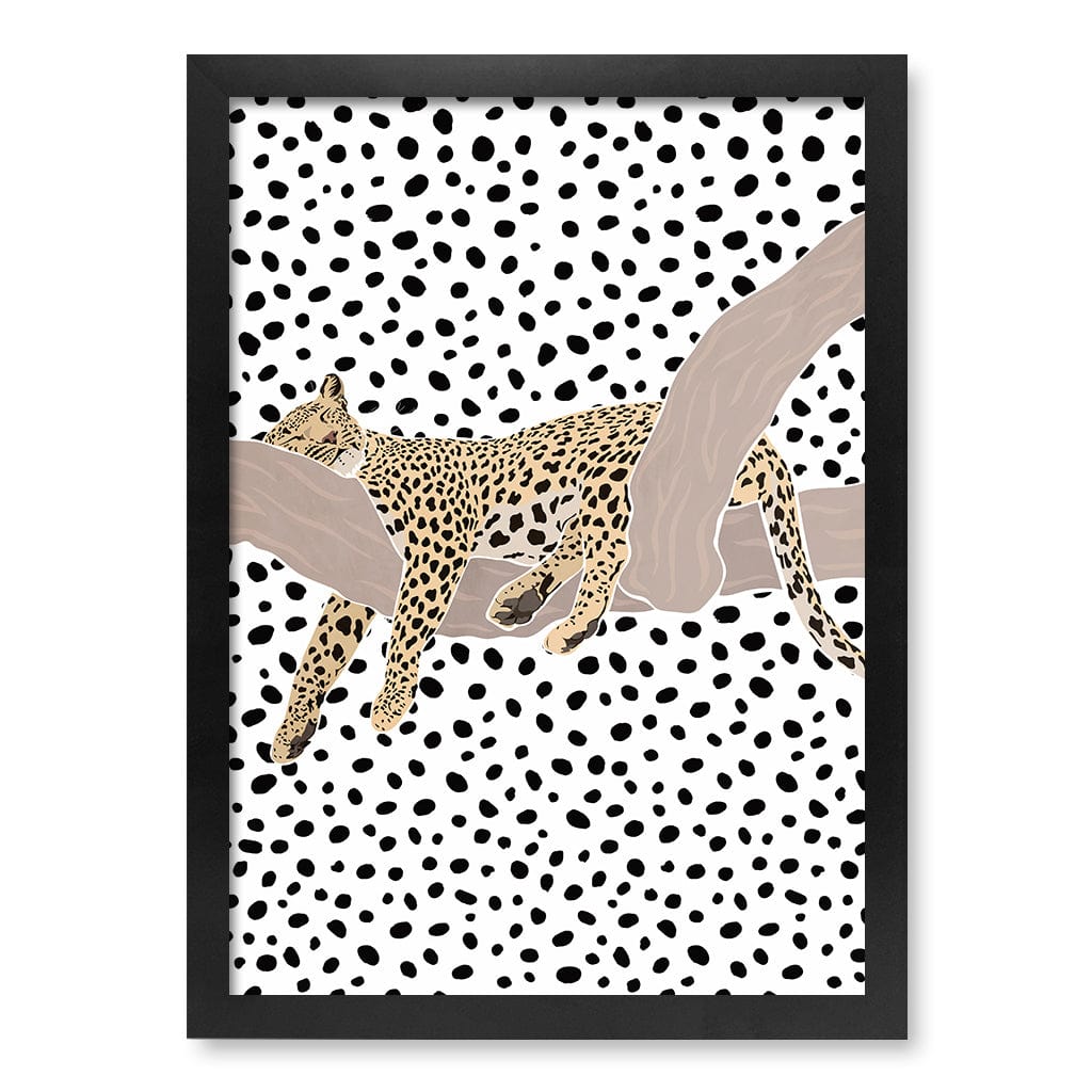 Sleeping Leopard Nursery Wall Art Print A3 (29.7 x 42cm) / Matte Black Frame / No Border from our Australian Made Framed Wall Art, Prints & Posters collection by Profile Products (Australia) Pty Ltd