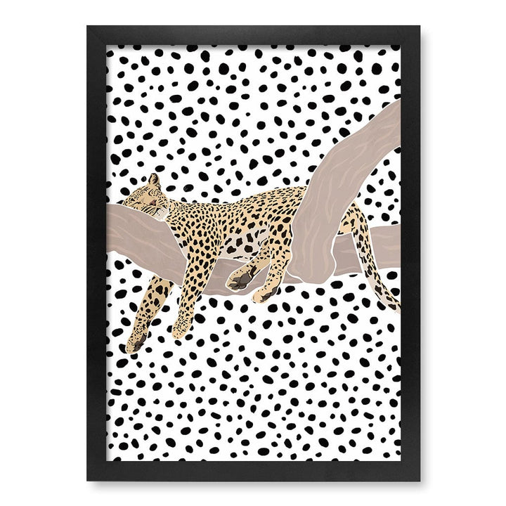Sleeping Leopard Nursery Wall Art Print A3 (29.7 x 42cm) / Matte Black Frame / No Border from our Australian Made Framed Wall Art, Prints & Posters collection by Profile Products (Australia) Pty Ltd