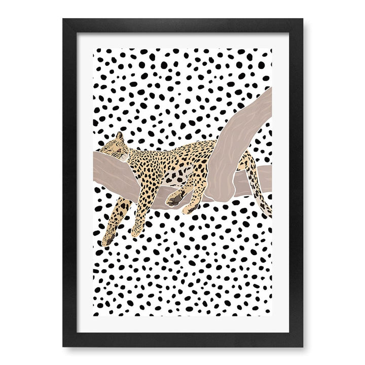 Sleeping Leopard Nursery Wall Art Print A3 (29.7 x 42cm) / Matte Black Frame / White Border from our Australian Made Framed Wall Art, Prints & Posters collection by Profile Products (Australia) Pty Ltd