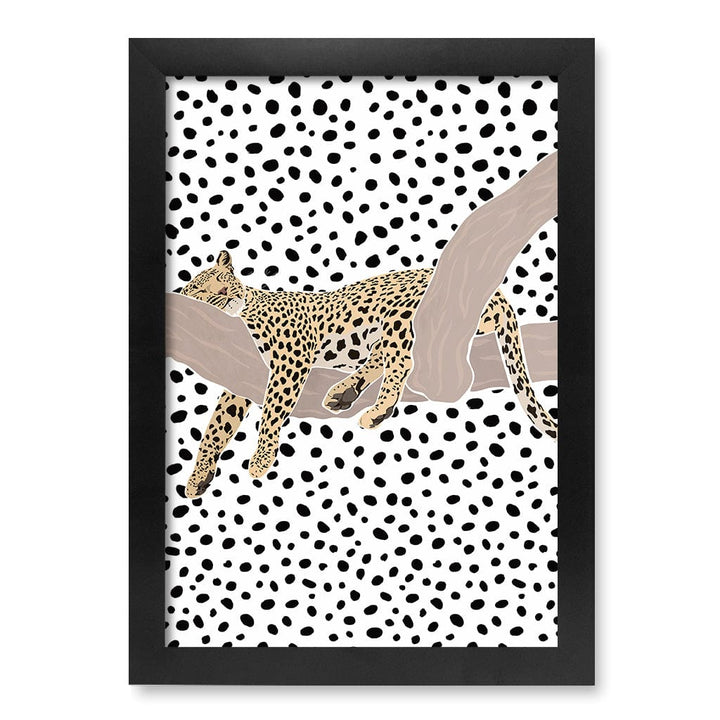 Sleeping Leopard Nursery Wall Art Print A4 (21 x 29.7cm) / Matte Black Frame / No Border from our Australian Made Framed Wall Art, Prints & Posters collection by Profile Products (Australia) Pty Ltd