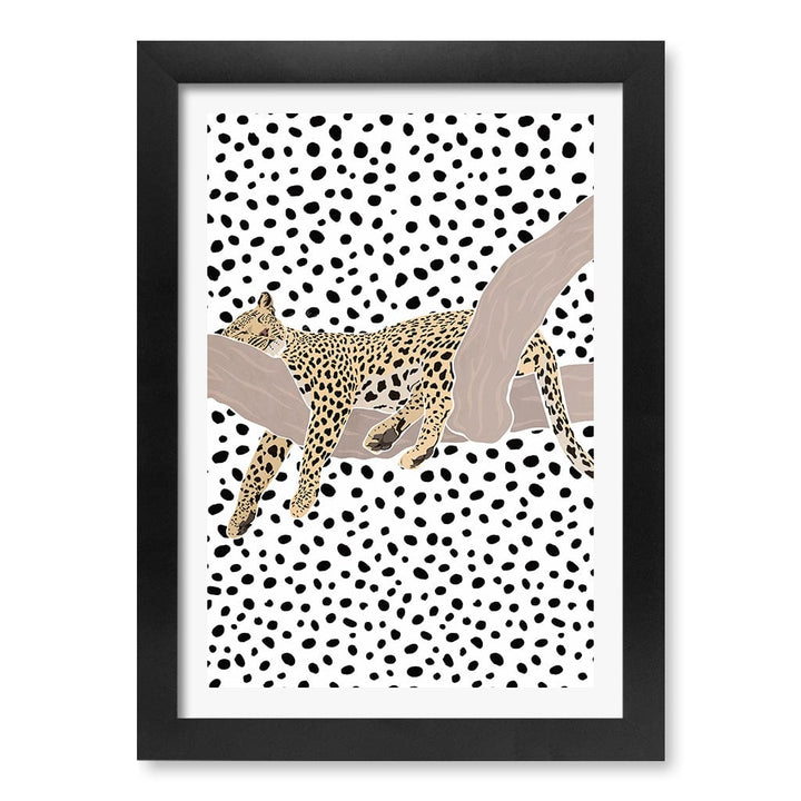 Sleeping Leopard Nursery Wall Art Print A4 (21 x 29.7cm) / Matte Black Frame / White Border from our Australian Made Framed Wall Art, Prints & Posters collection by Profile Products (Australia) Pty Ltd