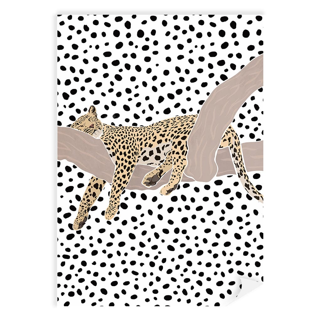 Sleeping Leopard Nursery Wall Art Print A4 (21 x 29.7cm) / Print Only / No Border from our Australian Made Framed Wall Art, Prints & Posters collection by Profile Products (Australia) Pty Ltd