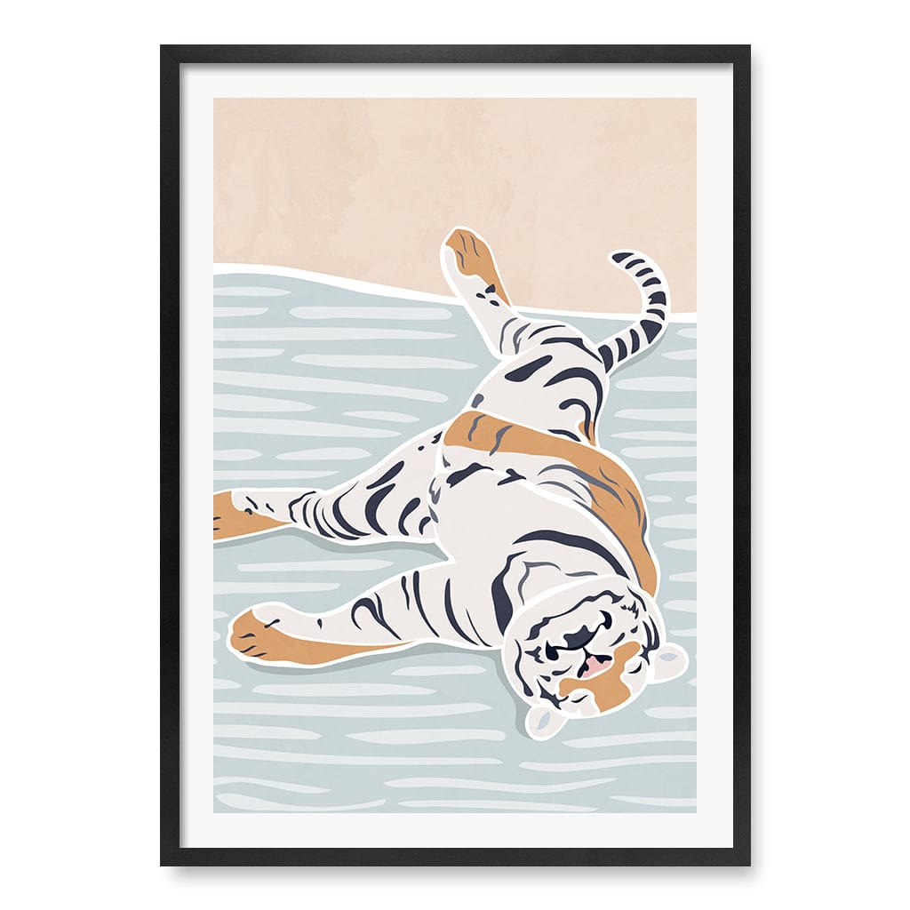 Sleeping Tiger Nursery Wall Art Print A1 (59.4 x 84.1cm) / Matte Black Frame / White Border from our Australian Made Framed Wall Art, Prints & Posters collection by Profile Products (Australia) Pty Ltd