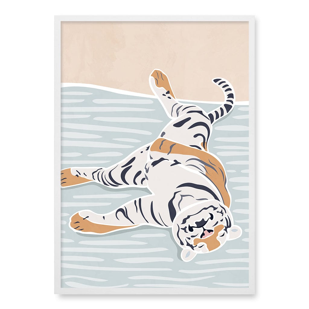 Sleeping Tiger Nursery Wall Art Print A1 (59.4 x 84.1cm) / Matte White Frame / No Border from our Australian Made Framed Wall Art, Prints & Posters collection by Profile Products (Australia) Pty Ltd