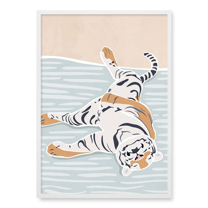 Sleeping Tiger Nursery Wall Art Print A1 (59.4 x 84.1cm) / Matte White Frame / No Border from our Australian Made Framed Wall Art, Prints & Posters collection by Profile Products (Australia) Pty Ltd