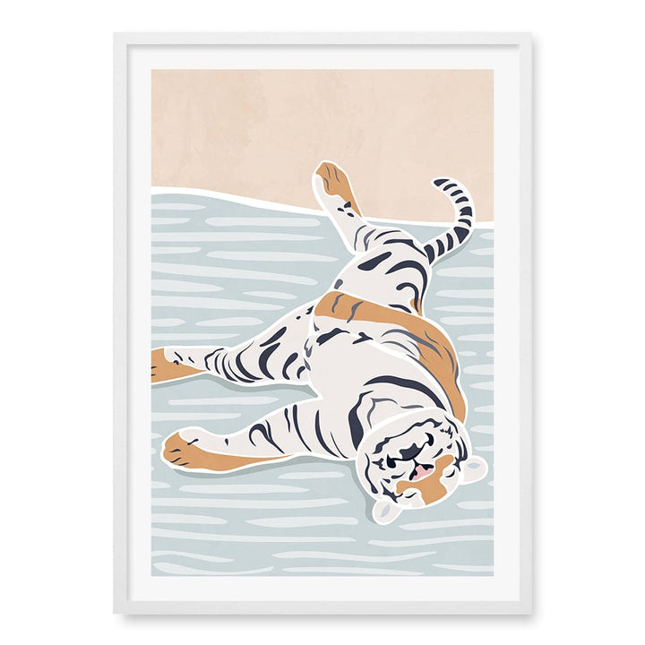Sleeping Tiger Nursery Wall Art Print A1 (59.4 x 84.1cm) / Matte White Frame / White Border from our Australian Made Framed Wall Art, Prints & Posters collection by Profile Products (Australia) Pty Ltd