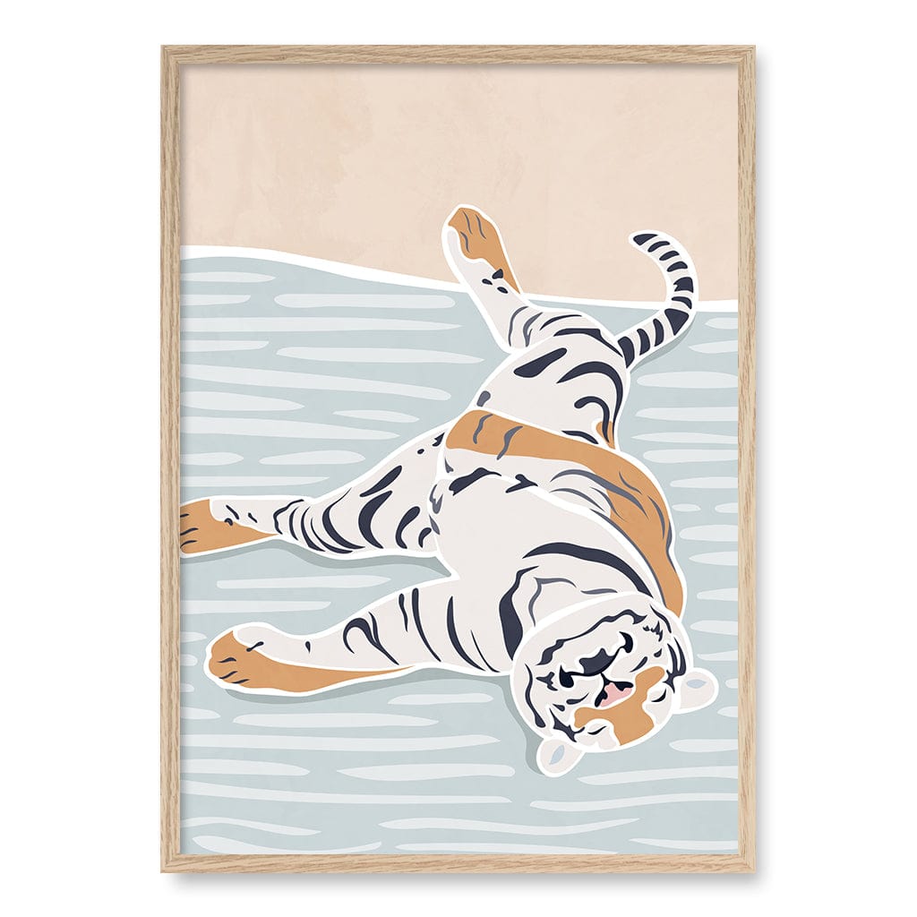 Sleeping Tiger Nursery Wall Art Print A1 (59.4 x 84.1cm) / Natural Oak Frame / No Border from our Australian Made Framed Wall Art, Prints & Posters collection by Profile Products (Australia) Pty Ltd