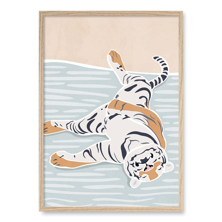 Sleeping Tiger Nursery Wall Art Print A1 (59.4 x 84.1cm) / Natural Oak Frame / No Border from our Australian Made Framed Wall Art, Prints & Posters collection by Profile Products (Australia) Pty Ltd