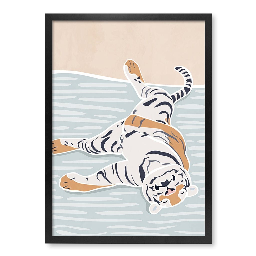 Sleeping Tiger Nursery Wall Art Print A2 (42 x 59.4cm) / Matte Black Frame / No Border from our Australian Made Framed Wall Art, Prints & Posters collection by Profile Products (Australia) Pty Ltd
