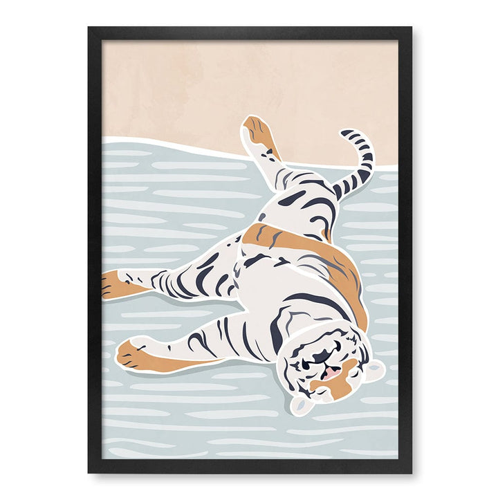 Sleeping Tiger Nursery Wall Art Print A2 (42 x 59.4cm) / Matte Black Frame / No Border from our Australian Made Framed Wall Art, Prints & Posters collection by Profile Products (Australia) Pty Ltd