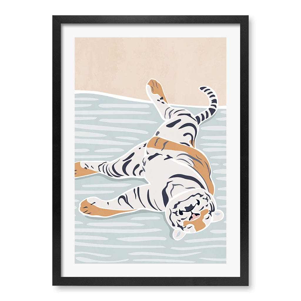 Sleeping Tiger Nursery Wall Art Print A2 (42 x 59.4cm) / Matte Black Frame / White Border from our Australian Made Framed Wall Art, Prints & Posters collection by Profile Products (Australia) Pty Ltd