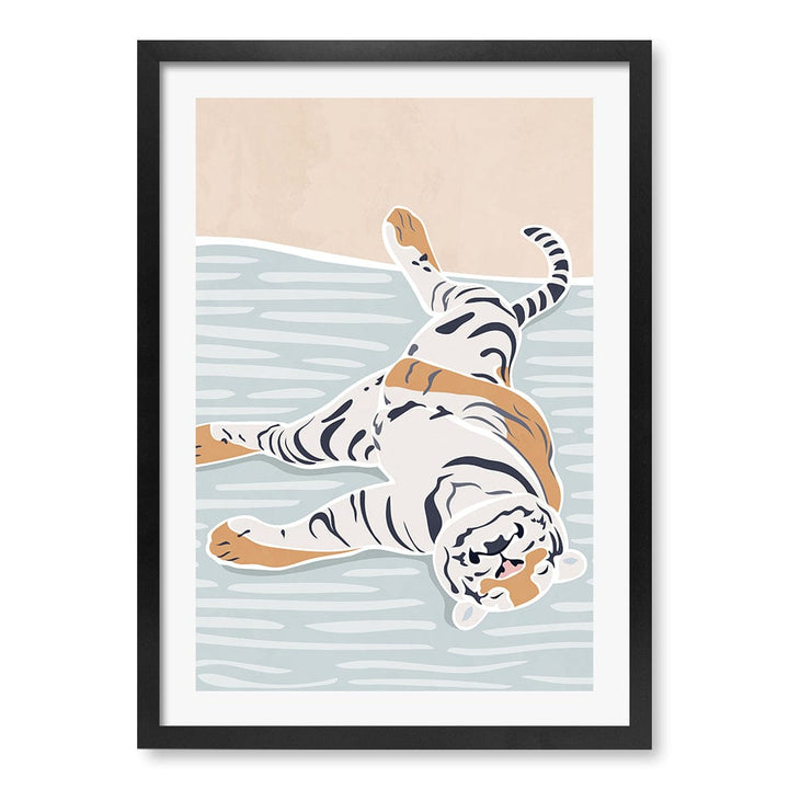 Sleeping Tiger Nursery Wall Art Print A2 (42 x 59.4cm) / Matte Black Frame / White Border from our Australian Made Framed Wall Art, Prints & Posters collection by Profile Products (Australia) Pty Ltd