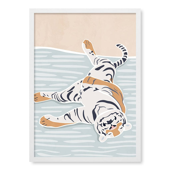 Sleeping Tiger Nursery Wall Art Print A2 (42 x 59.4cm) / Matte White Frame / No Border from our Australian Made Framed Wall Art, Prints & Posters collection by Profile Products (Australia) Pty Ltd