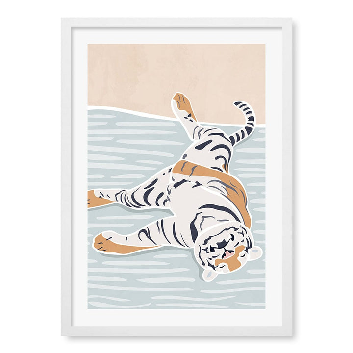 Sleeping Tiger Nursery Wall Art Print A2 (42 x 59.4cm) / Matte White Frame / White Border from our Australian Made Framed Wall Art, Prints & Posters collection by Profile Products (Australia) Pty Ltd