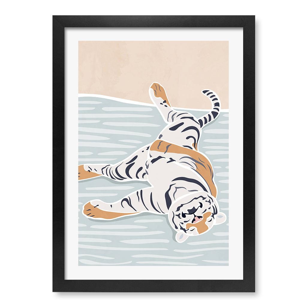 Sleeping Tiger Nursery Wall Art Print A3 (29.7 x 42cm) / Matte Black Frame / White Border from our Australian Made Framed Wall Art, Prints & Posters collection by Profile Products (Australia) Pty Ltd