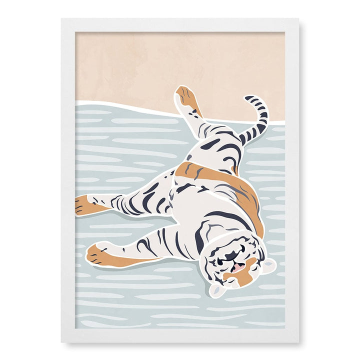 Sleeping Tiger Nursery Wall Art Print A3 (29.7 x 42cm) / Matte White Frame / No Border from our Australian Made Framed Wall Art, Prints & Posters collection by Profile Products (Australia) Pty Ltd