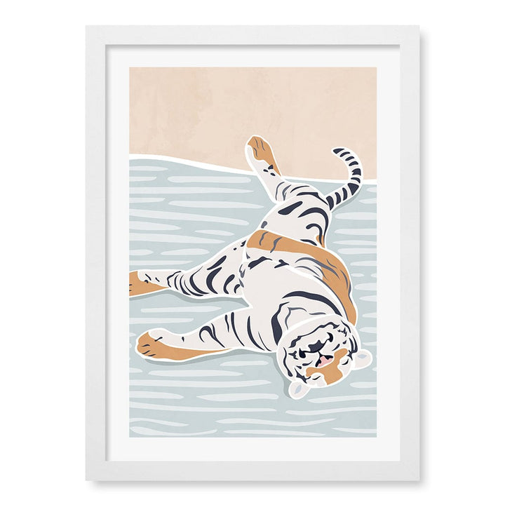Sleeping Tiger Nursery Wall Art Print A3 (29.7 x 42cm) / Matte White Frame / White Border from our Australian Made Framed Wall Art, Prints & Posters collection by Profile Products (Australia) Pty Ltd