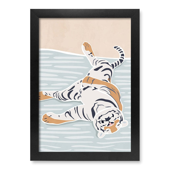 Sleeping Tiger Nursery Wall Art Print A4 (21 x 29.7cm) / Matte Black Frame / No Border from our Australian Made Framed Wall Art, Prints & Posters collection by Profile Products (Australia) Pty Ltd