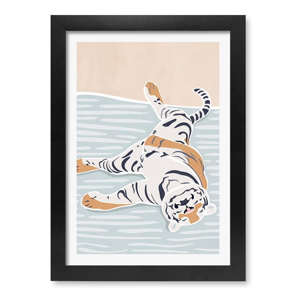 Sleeping Tiger Nursery Wall Art Print A4 (21 x 29.7cm) / Matte Black Frame / White Border from our Australian Made Framed Wall Art, Prints & Posters collection by Profile Products (Australia) Pty Ltd