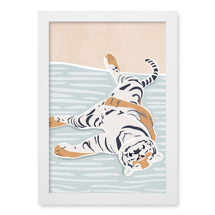 Sleeping Tiger Nursery Wall Art Print A4 (21 x 29.7cm) / Matte White Frame / No Border from our Australian Made Framed Wall Art, Prints & Posters collection by Profile Products (Australia) Pty Ltd