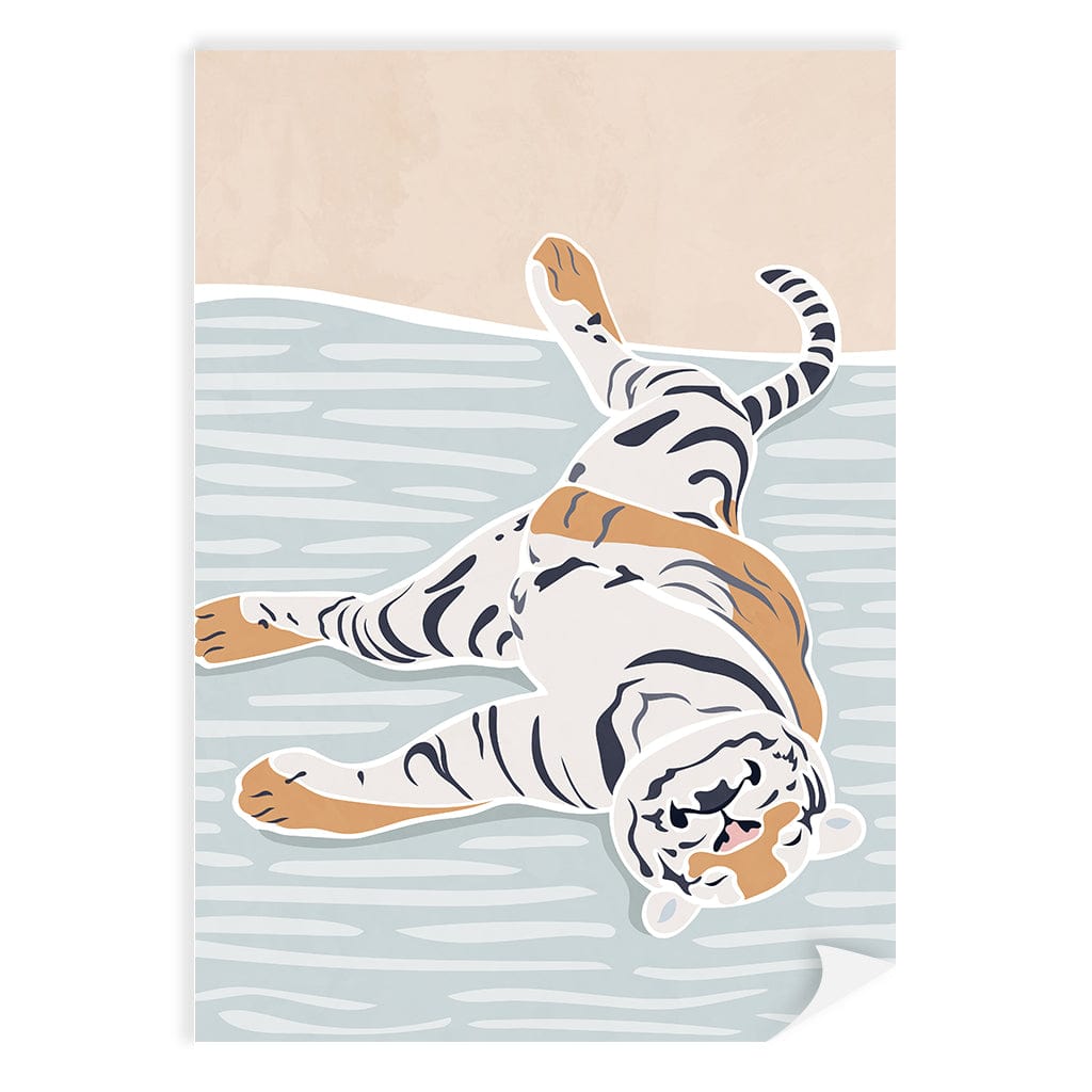 Sleeping Tiger Nursery Wall Art Print A4 (21 x 29.7cm) / Print Only / No Border from our Australian Made Framed Wall Art, Prints & Posters collection by Profile Products (Australia) Pty Ltd