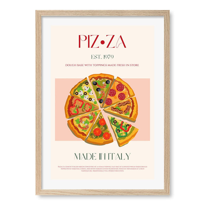 Slices Of Italy Wall Art Print A2 (42 x 59.4cm) / Natural Oak Frame / White Border from our Australian Made Wall Art collection by Profile Australia