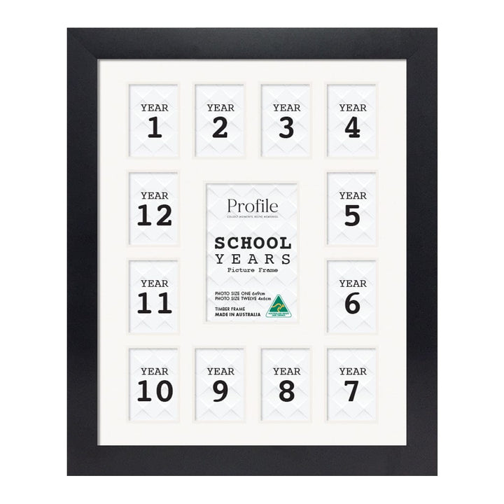 Small Collage Photo School Years Picture Frame Black Frame from our Australian Made Collage Photo Frame collection by Profile Products (Australia) Pty Ltd