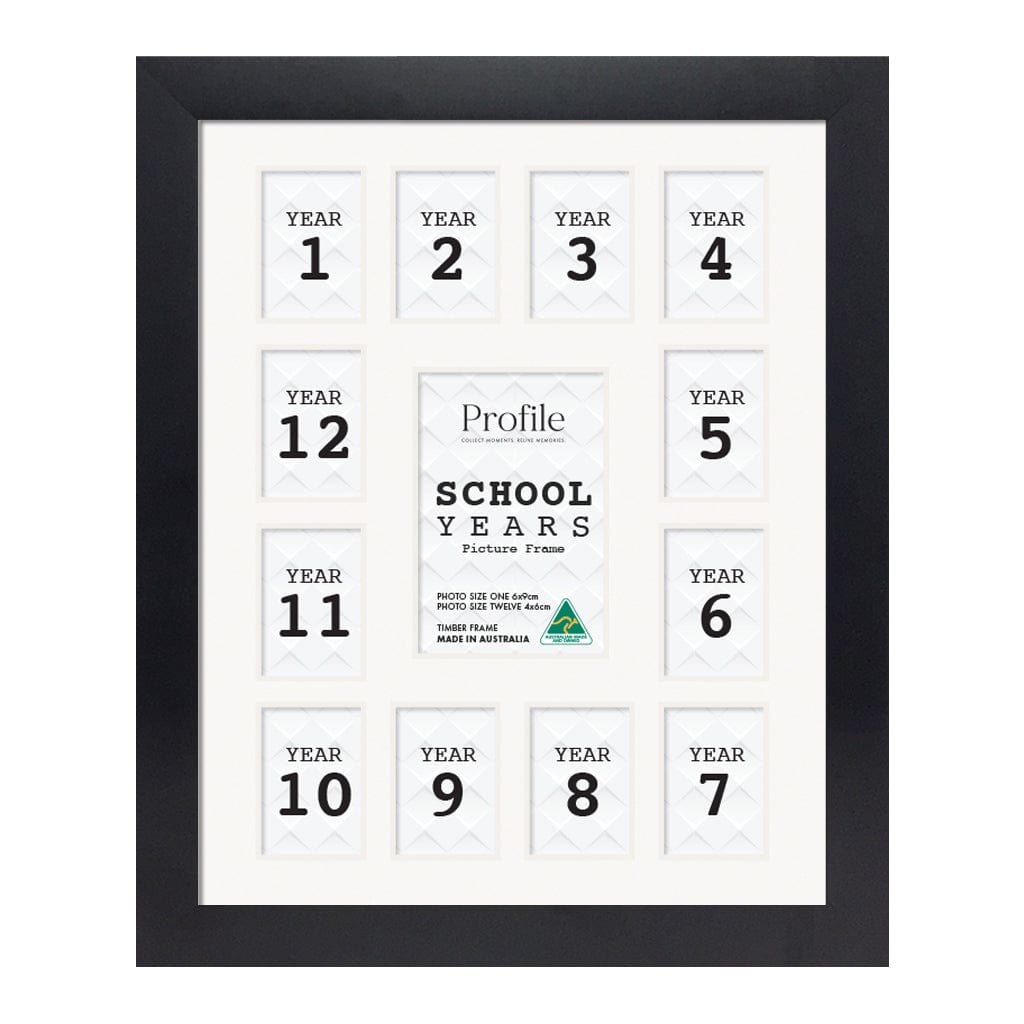 Small Collage Photo School Years Picture Frame Black Frame from our Australian Made Collage Photo Frame collection by Profile Products (Australia) Pty Ltd