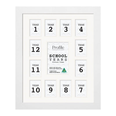 Small Collage Photo School Years Picture Frame White Frame from our Australian Made Collage Photo Frame collection by Profile Products (Australia) Pty Ltd