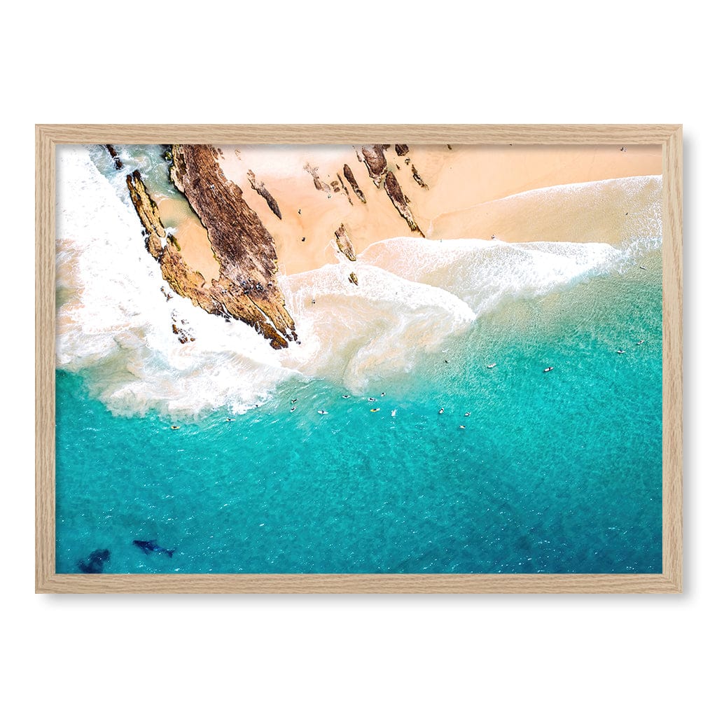 Snapper Rocks Wall Art Print A2 (42 x 59.4cm) / Natural Oak Frame / No Border from our Australian Made Framed Wall Art, Prints & Posters collection by Profile Products (Australia) Pty Ltd