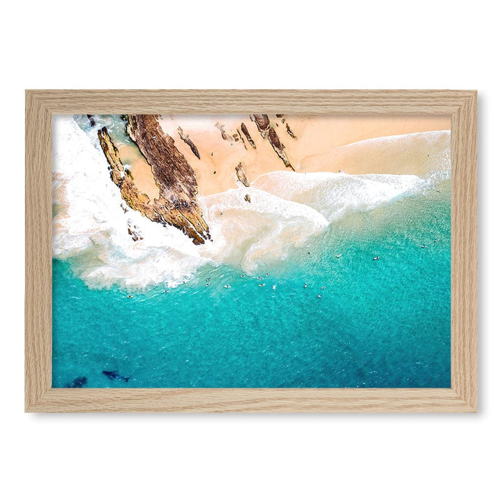 Snapper Rocks Wall Art Print A4 (21 x 29.7cm) / Natural Oak Frame / No Border from our Australian Made Framed Wall Art, Prints & Posters collection by Profile Products (Australia) Pty Ltd