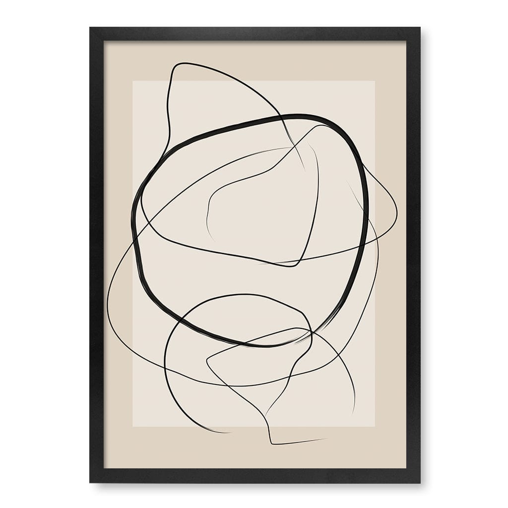 Soft Abstract Lines Art Print by Elena Ristova A4 (21 x 29.7cm) / Matte Black Frame / No Border from our Australian Made Framed Wall Art, Prints &amp; Posters collection by Profile Australia