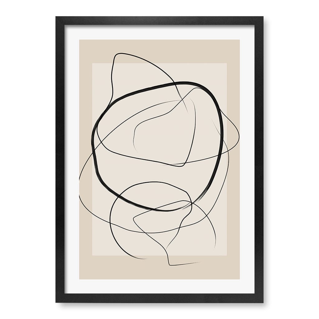 Soft Abstract Lines Art Print by Elena Ristova A4 (21 x 29.7cm) / Matte Black Frame / White Border from our Australian Made Framed Wall Art, Prints &amp; Posters collection by Profile Australia