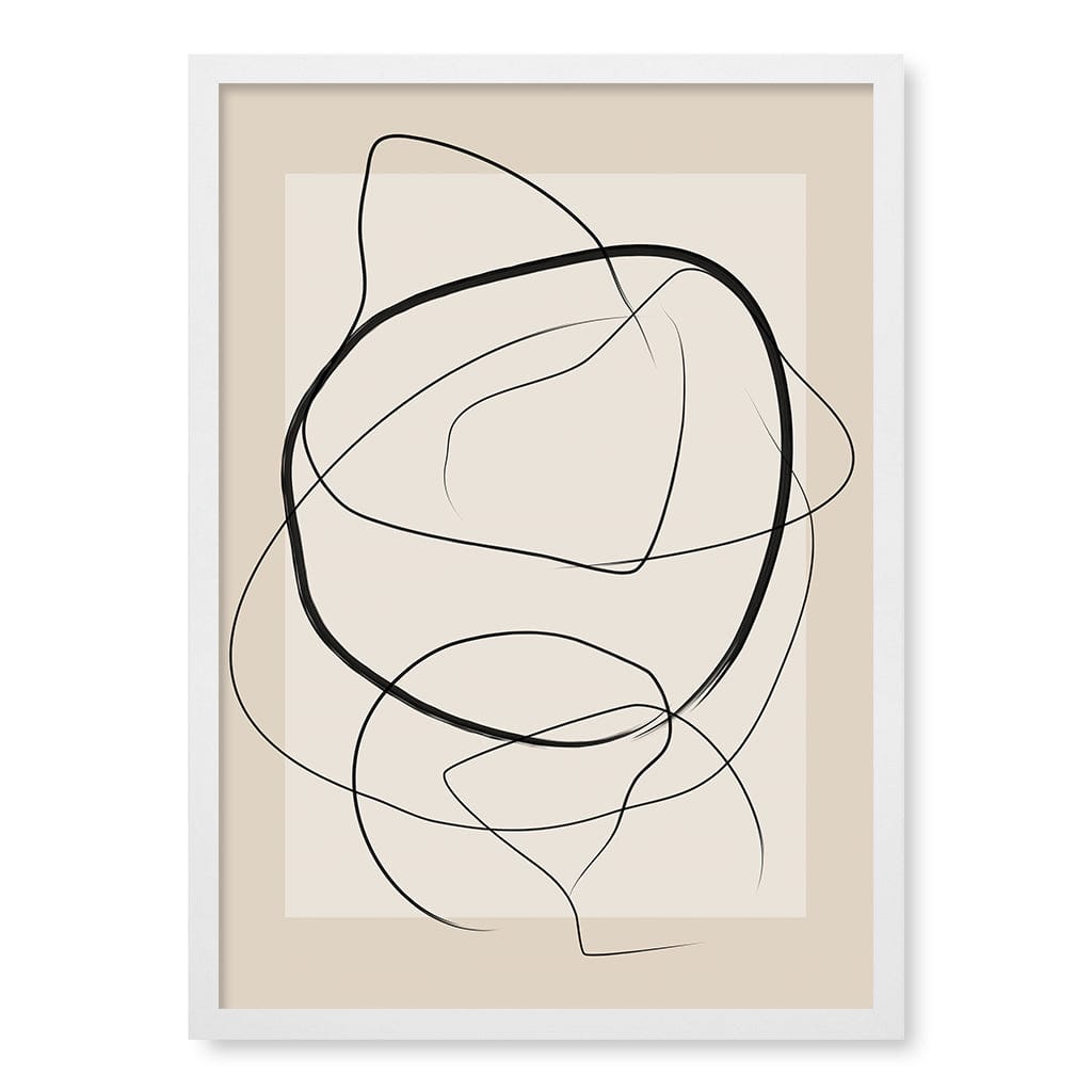 Soft Abstract Lines Art Print by Elena Ristova A4 (21 x 29.7cm) / Matte White Frame / No Border from our Australian Made Framed Wall Art, Prints &amp; Posters collection by Profile Australia