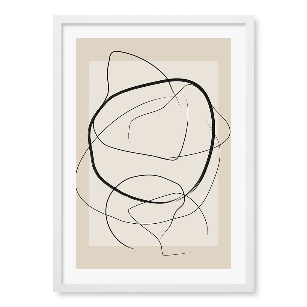 Soft Abstract Lines Art Print by Elena Ristova A4 (21 x 29.7cm) / Matte White Frame / White Border from our Australian Made Framed Wall Art, Prints &amp; Posters collection by Profile Australia