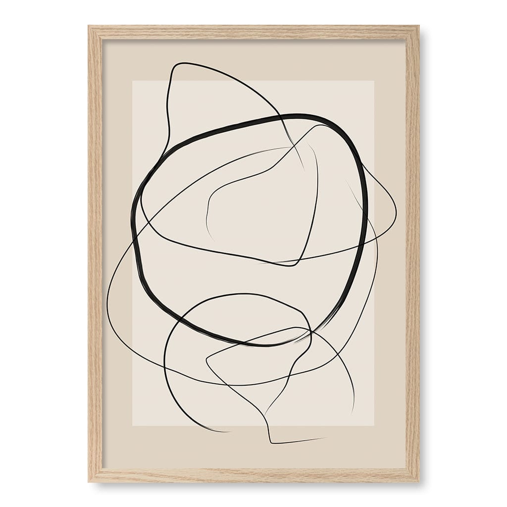 Soft Abstract Lines Art Print by Elena Ristova A4 (21 x 29.7cm) / Natural Oak Frame / No Border from our Australian Made Framed Wall Art, Prints &amp; Posters collection by Profile Australia