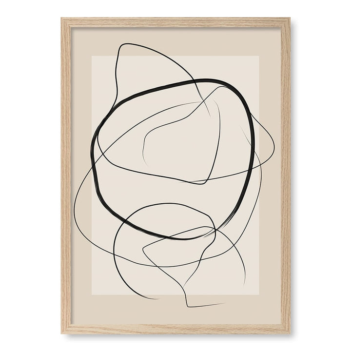 Soft Abstract Lines Art Print by Elena Ristova A4 (21 x 29.7cm) / Natural Oak Frame / No Border from our Australian Made Framed Wall Art, Prints & Posters collection by Profile Australia