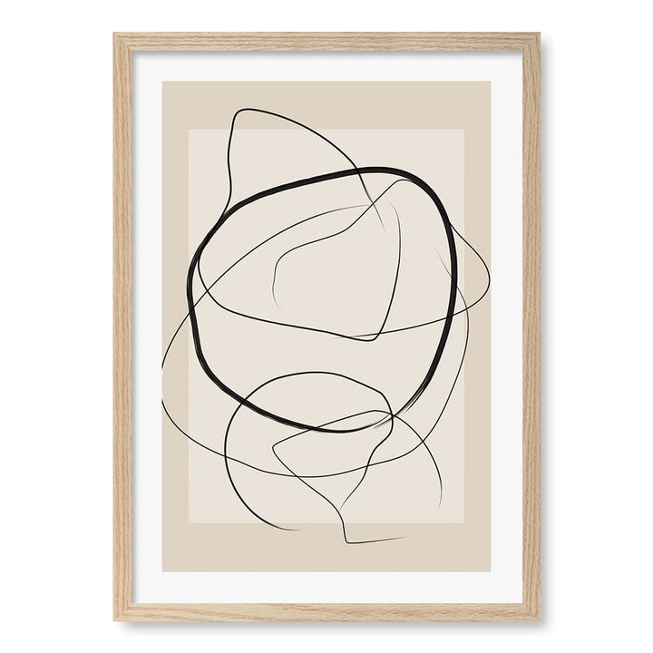 Soft Abstract Lines Art Print by Elena Ristova A4 (21 x 29.7cm) / Natural Oak Frame / White Border from our Australian Made Framed Wall Art, Prints & Posters collection by Profile Australia
