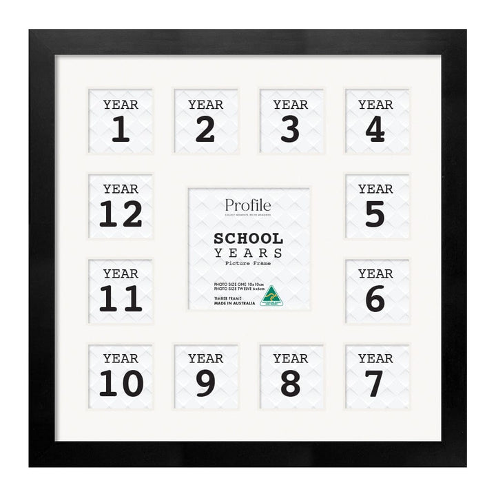 Square Collage Photo School Years Picture Frame Black Frame from our Australian Made Collage Photo Frame collection by Profile Products (Australia) Pty Ltd