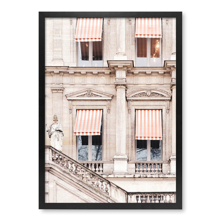 Striped Paris Awning Modern Wall Art Print A4 (21 x 29.7cm) / Matte Black Frame / No Border from our Australian Made Framed Wall Art, Prints & Posters collection by Profile Products (Australia) Pty Ltd