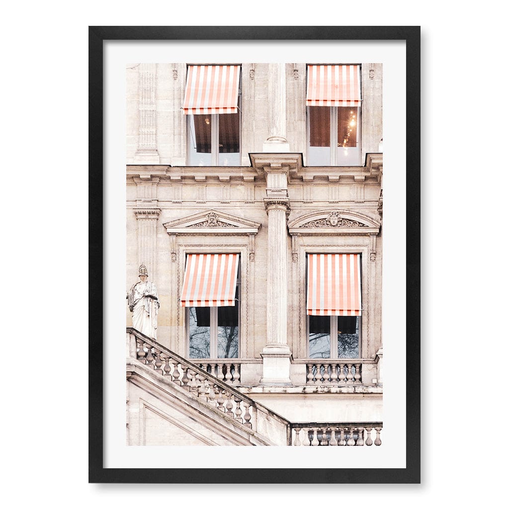 Striped Paris Awning Modern Wall Art Print A4 (21 x 29.7cm) / Matte Black Frame / White Border from our Australian Made Framed Wall Art, Prints & Posters collection by Profile Products (Australia) Pty Ltd