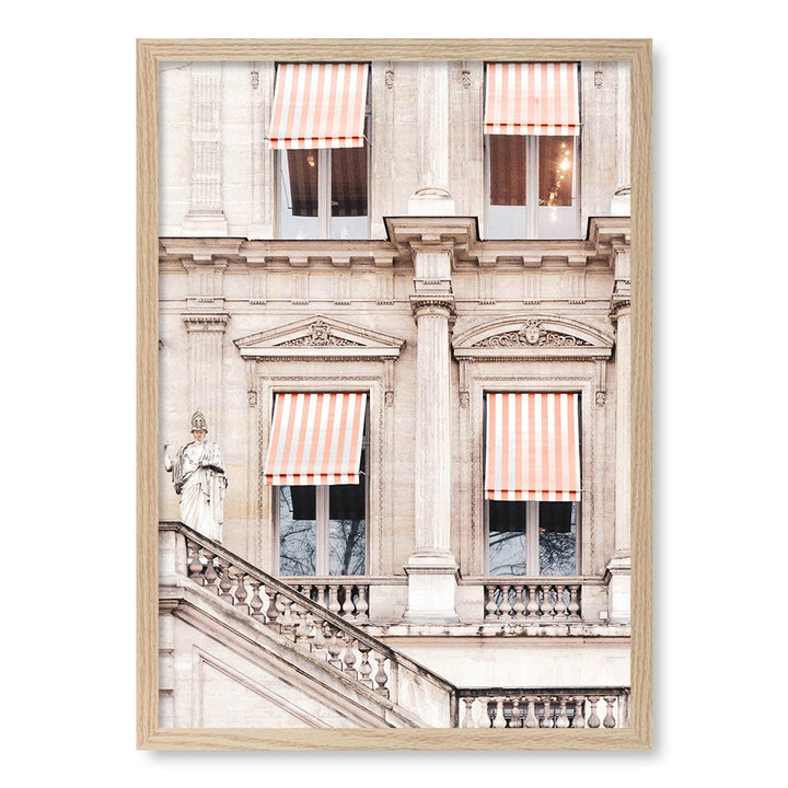 Striped Paris Awning Modern Wall Art Print A4 (21 x 29.7cm) / Natural Oak Frame / No Border from our Australian Made Framed Wall Art, Prints & Posters collection by Profile Products (Australia) Pty Ltd