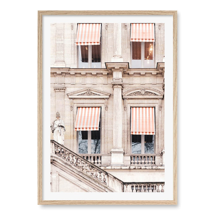 Striped Paris Awning Wall Art Print A1 (59.4 x 84.1cm) / Natural Oak Frame / White Border from our Australian Made Wall Art collection by Profile Australia