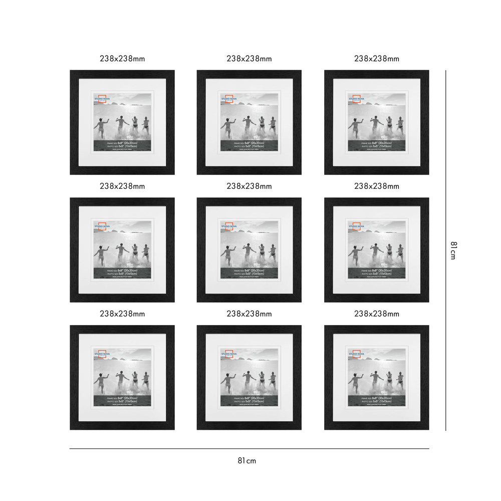 Studio Nova Gallery Photo Wall Square Frame Set (9 Piece) from our Studio Nova Gallery Photo Wall Frame Sets collection by Profile Products Australia