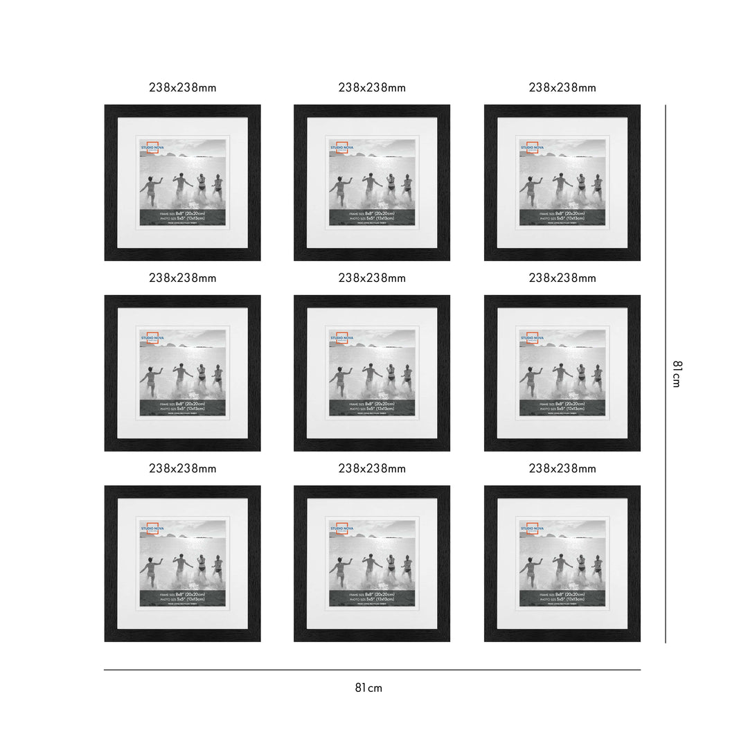 Studio Nova Gallery Photo Wall Square Frame Set (9 Piece) from our Studio Nova Gallery Photo Wall Frame Sets collection by Profile Products Australia