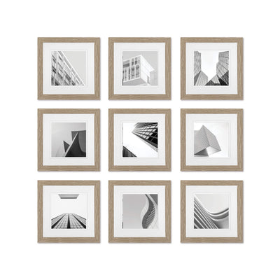 Studio Nova Gallery Photo Wall Square Frame Set (9 Piece) Natural Wall Frame Set - 9 Frames from our Studio Nova Gallery Photo Wall Frame Sets collection by Profile Products Australia