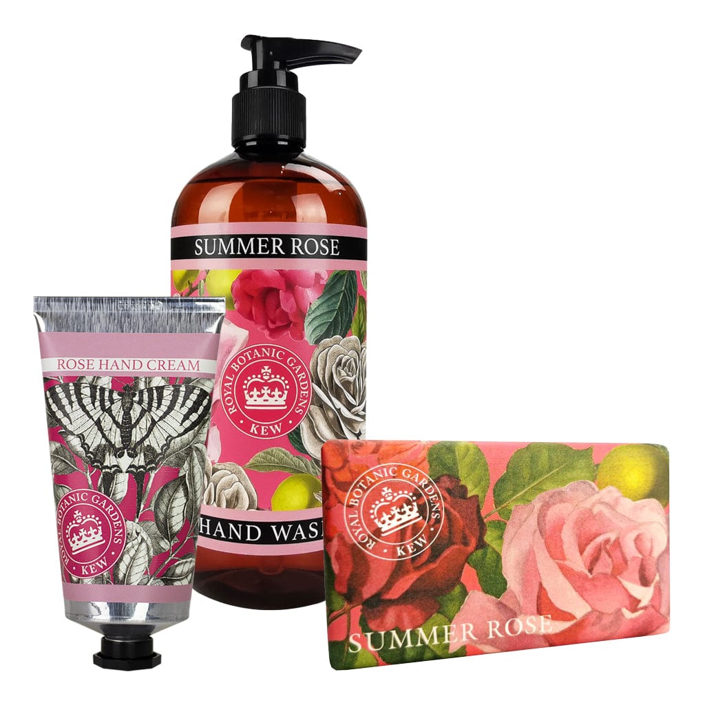 Summer Rose Hand Cream, Soap & Wash Bundle - Royal Kew Gardens from our Body & Bath collection by The English Soap Company